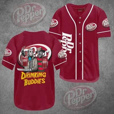 Jason Voorhees And Freddy Krueger Drinking Buddies Dr Pepper Beer Baseball Jersey Jason Voorhees And Freddy Krueger Drinking Buddies Dr Pepper Beer Baseball Jersey