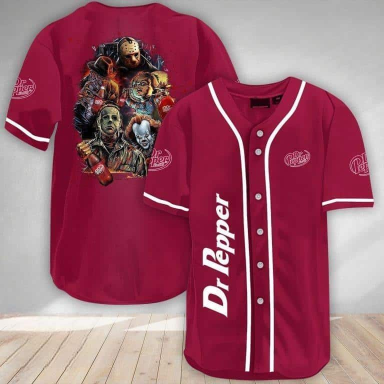 Michael Myers IT Jason Voorhees Freddy Krueger Chucky Dr Pepper Beer Baseball Jersey