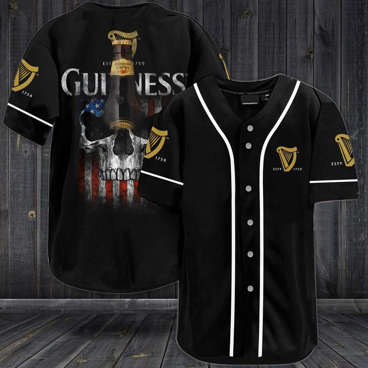 Guinness Beer Flag Skull Baseball Jersey Sports Gift For Him