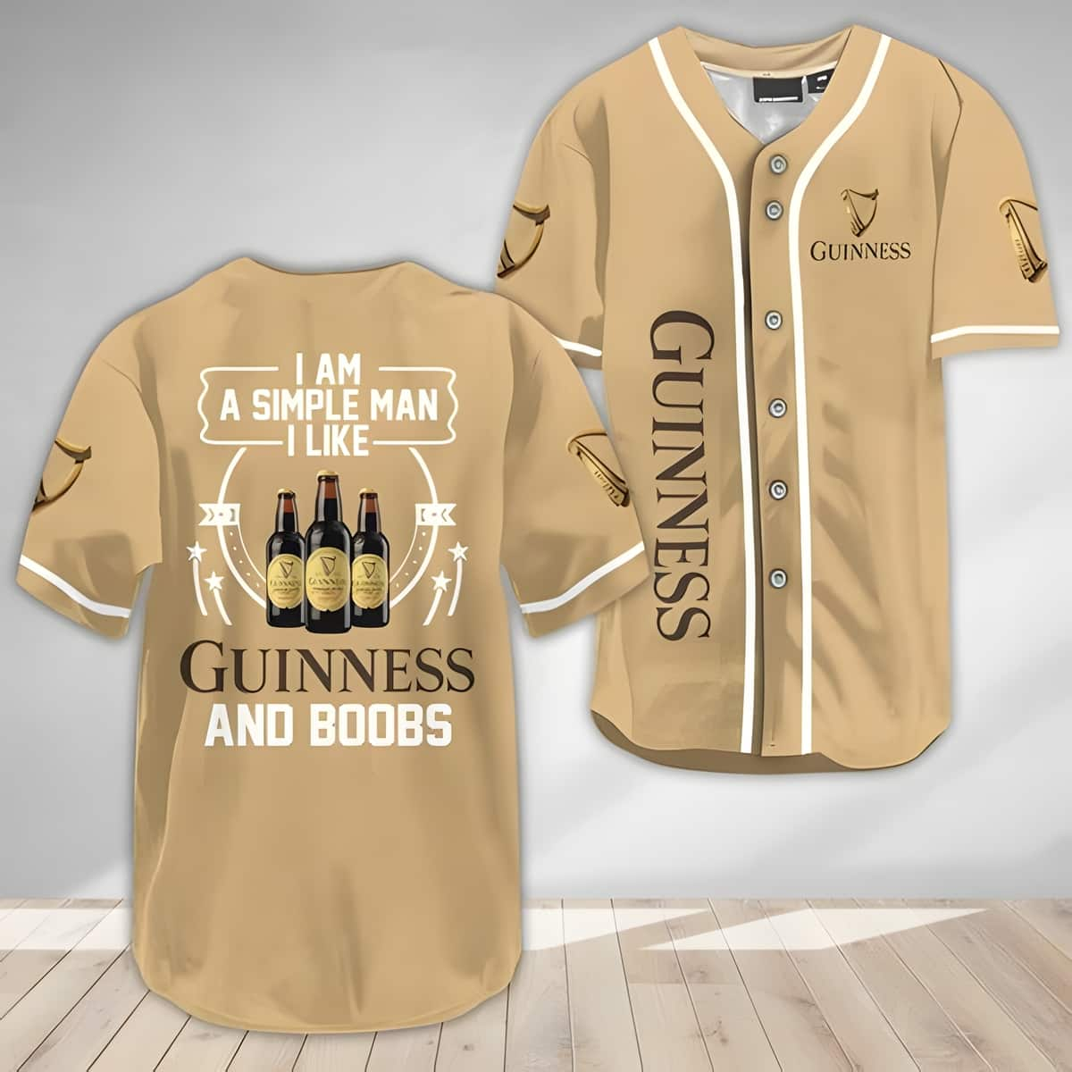 I Am A Simple Man I Like Guinness Beer Baseball Jersey And Boobs