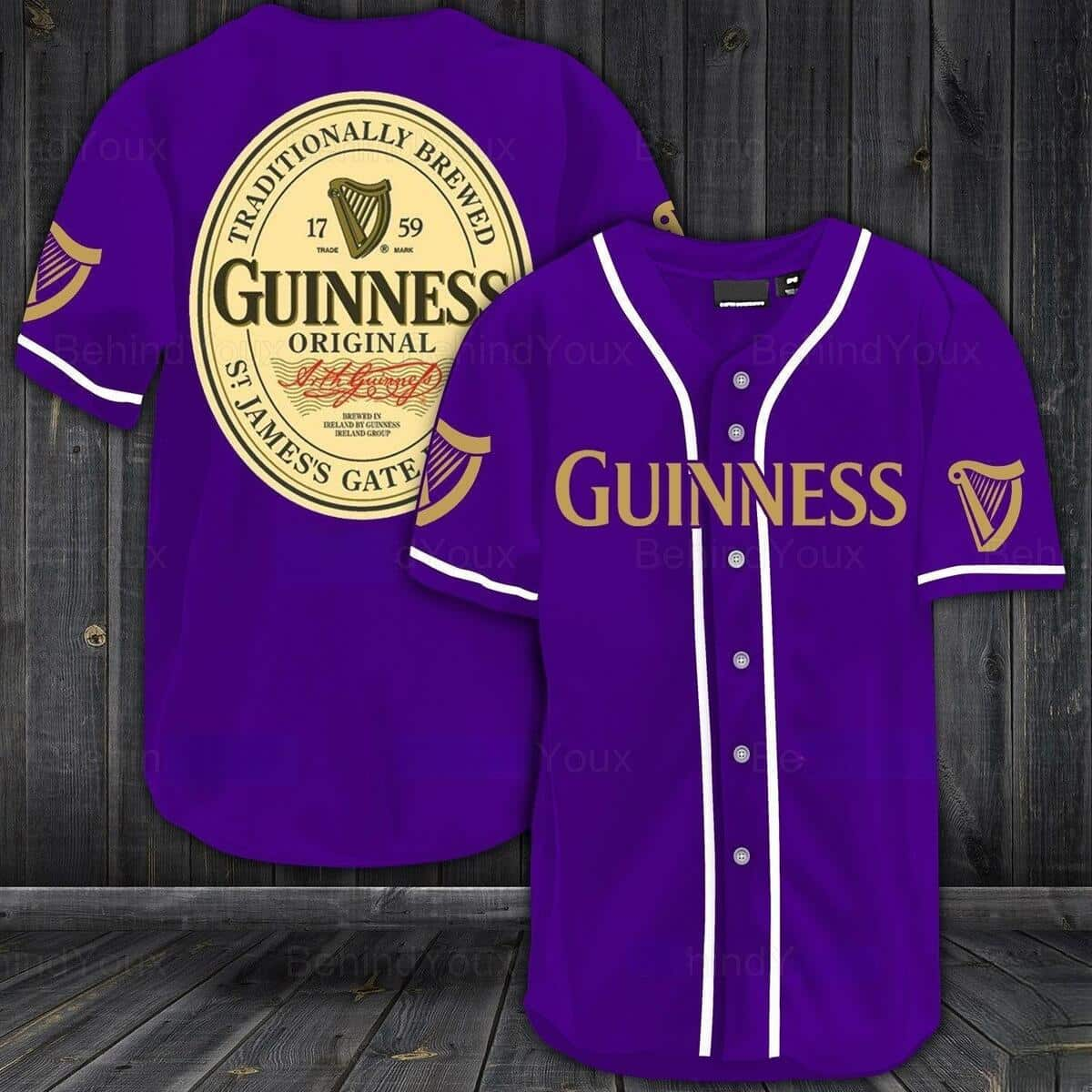 Purple Guinness Baseball Jersey Beer Lovers Gift