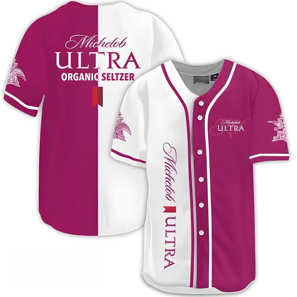 Michelob ULTRA Beer Baseball Jersey Purple White Dual Colors Gift For Baseball Lovers