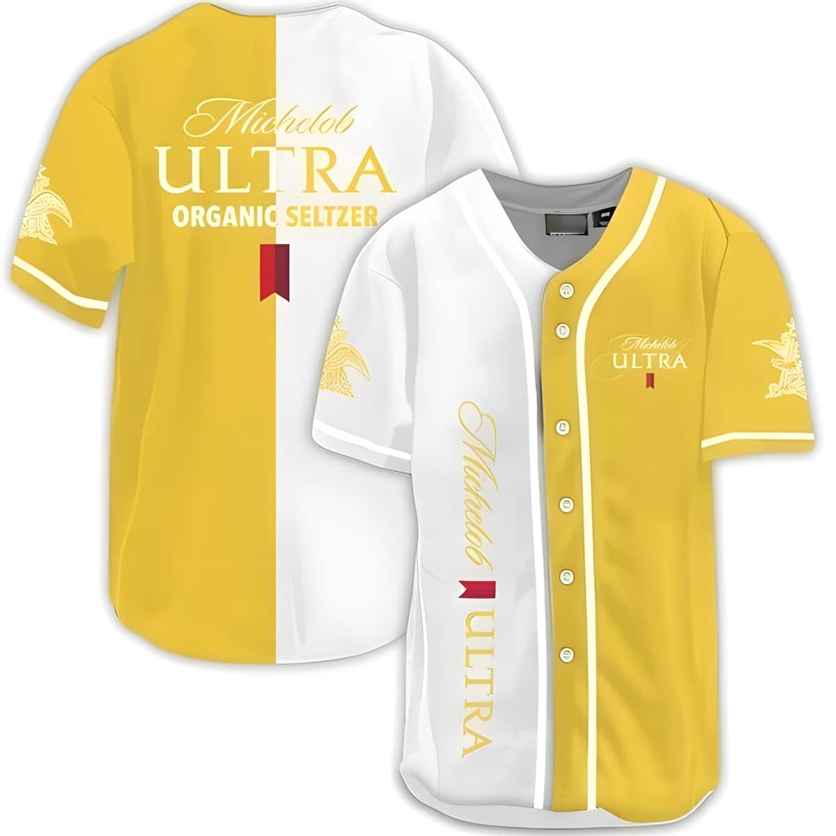 Michelob ULTRA Beer Baseball Jersey Yellow White Dual Colors Organic Seltzer