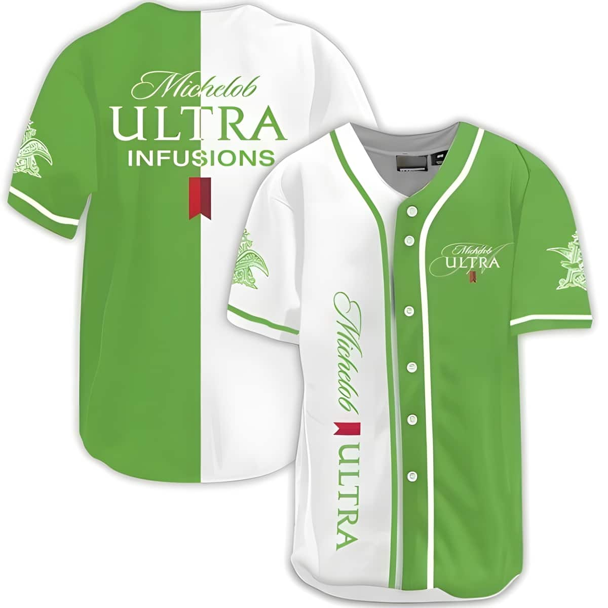 Michelob ULTRA Beer Baseball Jersey Green White Dual Colors Gift For Baseball Lovers