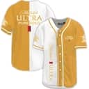Michelob ULTRA Beer Baseball Jersey Yellow White Dual Colors Gift For Baseball Lovers Michelob ULTRA Beer Baseball Jersey Yellow White Dual Colors Gift For Baseball Lovers