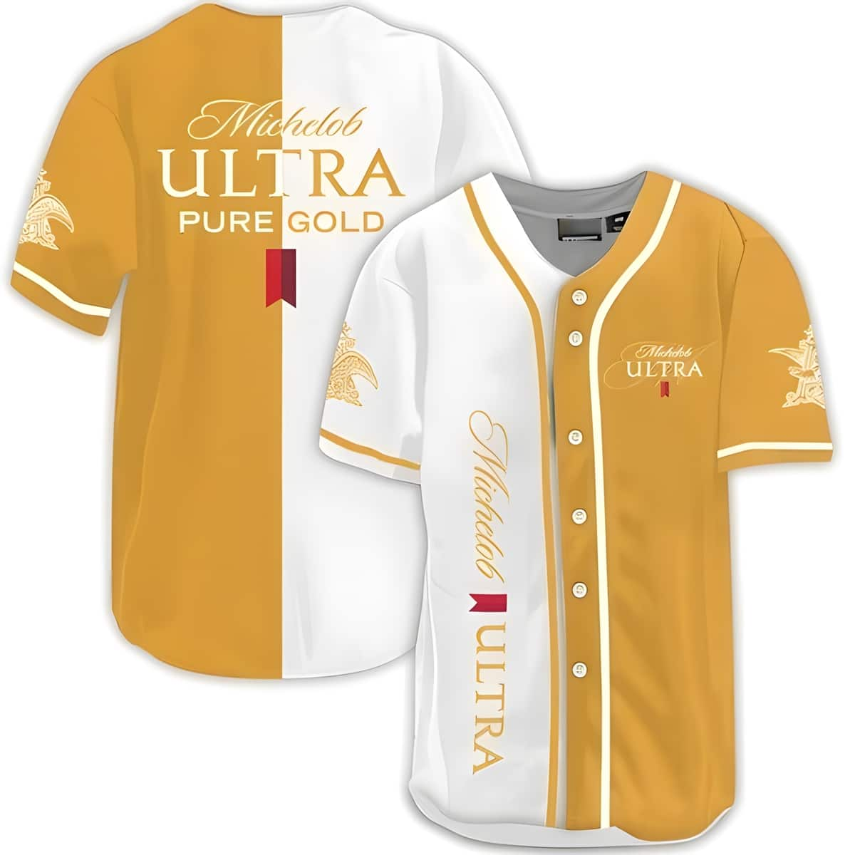 Michelob ULTRA Beer Baseball Jersey Yellow White Dual Colors Gift For Baseball Lovers