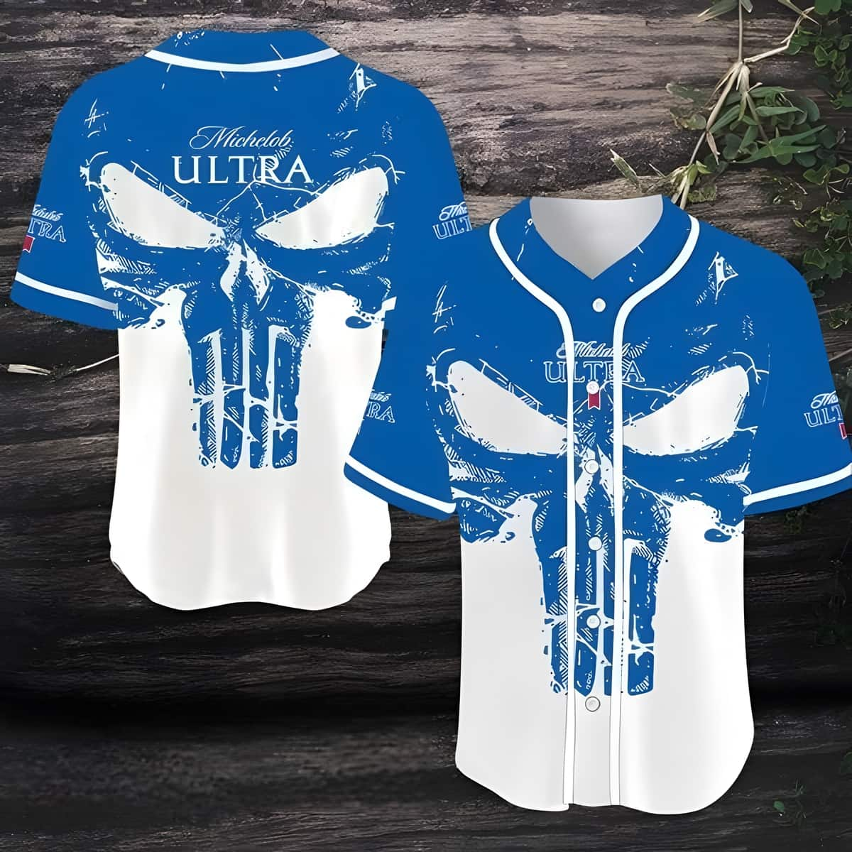 Michelob ULTRA Baseball Jersey Blue Retro Skull Beer Lovers Gift