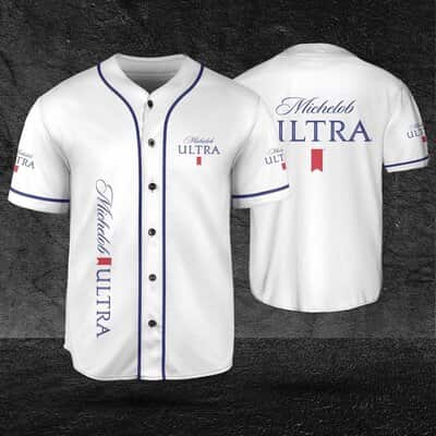 Classic White Michelob ULTRA Beer Baseball Jersey Gift For Sporty Husband Classic White Michelob ULTRA Beer Baseball Jersey Gift For Sporty Husband