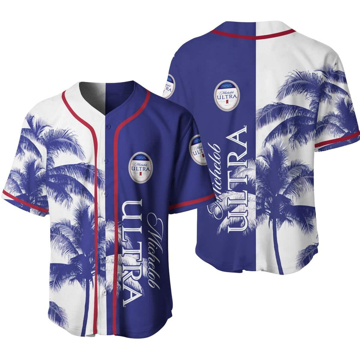 Vintage Michelob ULTRA Beer Baseball Jersey Tropical Coconut Trees