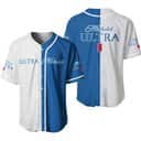 White And Blue Split Michelob ULTRA Beer Baseball Jersey White And Blue Split Michelob ULTRA Beer Baseball Jersey