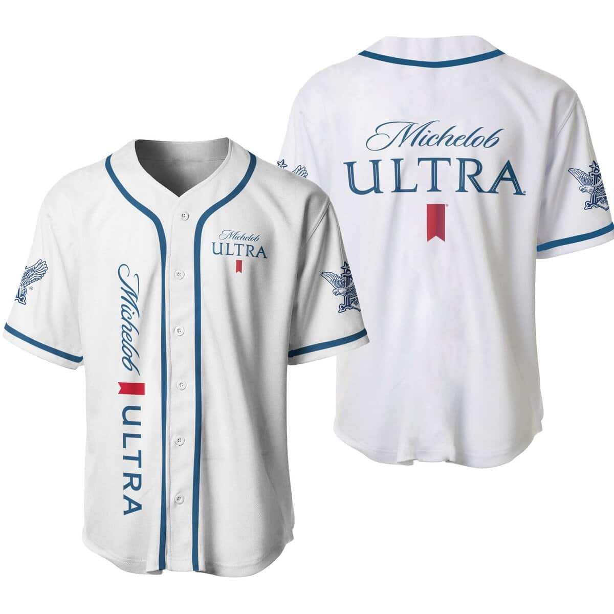 White Michelob ULTRA Beer Baseball Jersey Gift For Sport Dad