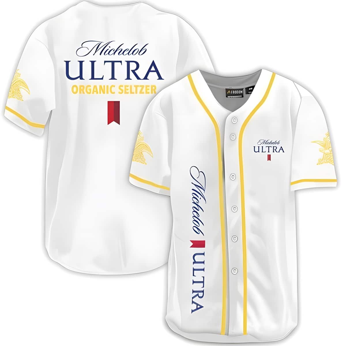 Michelob ULTRA Organic Seltzer Spicy Pineapple Beer Baseball Jersey Michelob ULTRA Organic Seltzer Spicy Pineapple Beer Baseball Jersey