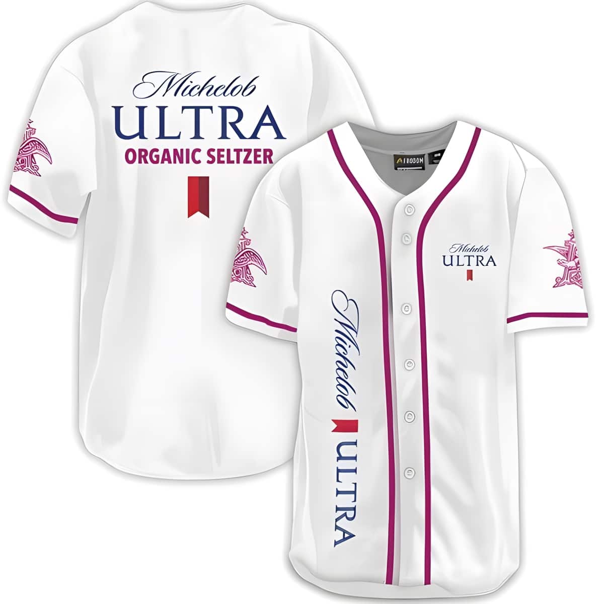 Michelob ULTRA Organic Seltzer Berry Hibiscus Beer Baseball Jersey Michelob ULTRA Organic Seltzer Berry Hibiscus Beer Baseball Jersey