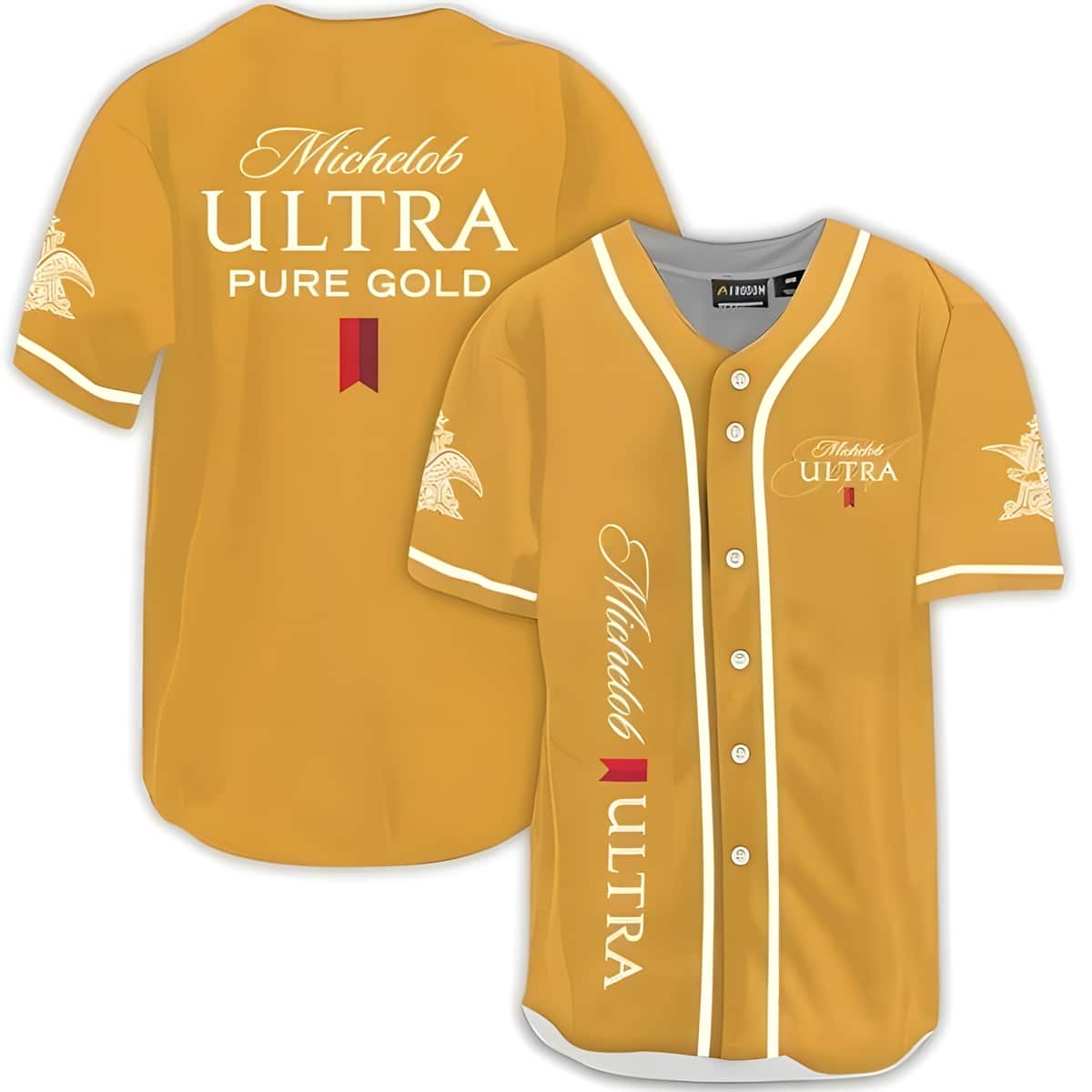 Michelob ULTRA Pure Gold Baseball Jersey Beer Lovers Gift Michelob ULTRA Pure Gold Baseball Jersey Beer Lovers Gift