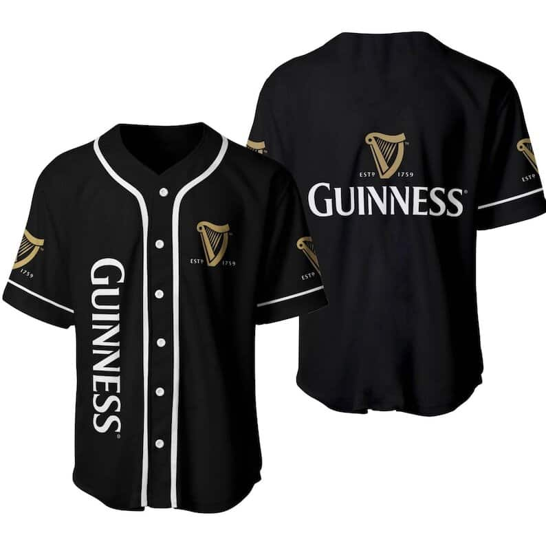 Black Guinness Baseball Jersey Gift For Beer Drinkers