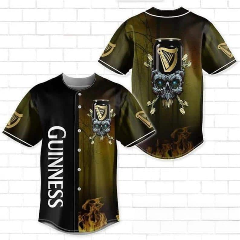 Skull With Guinness Baseball Jersey Sports Gift For Him