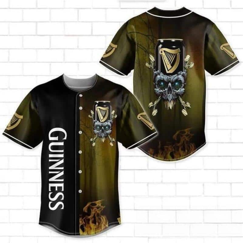 Skull With Guinness Baseball Jersey Sports Gift For Him Skull With Guinness Baseball Jersey Sports Gift For Him