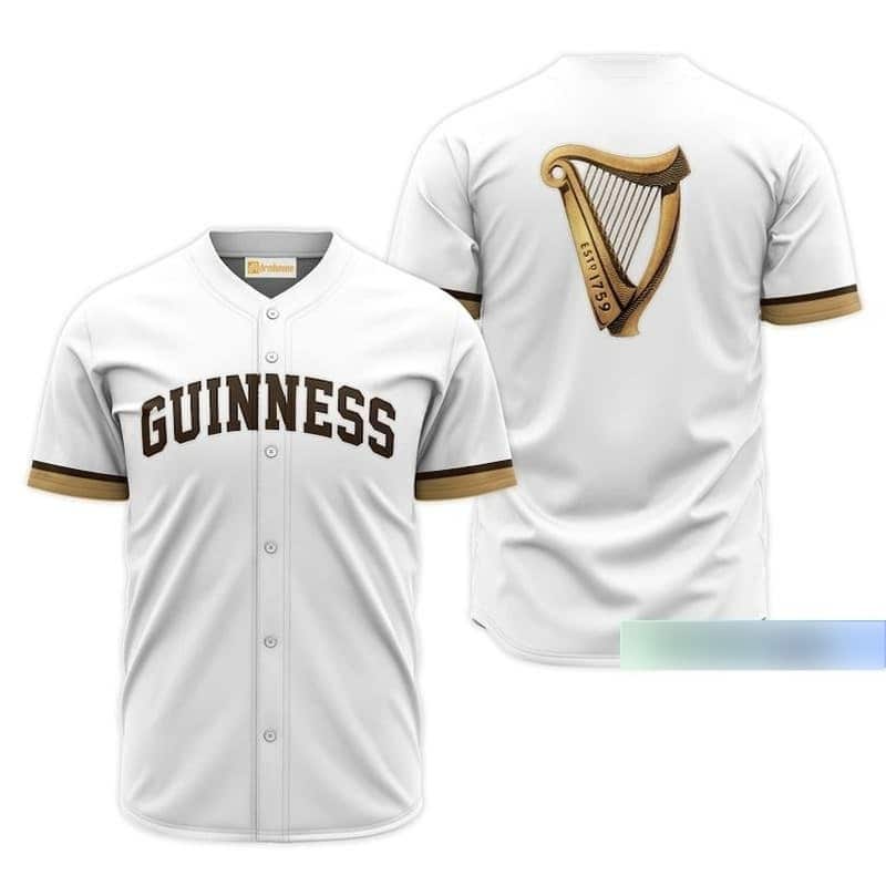 White Guinness Beer Baseball Jersey Gift For Best Friend White Guinness Beer Baseball Jersey Gift For Best Friend