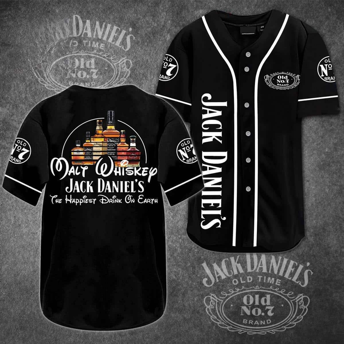 Malt Whiskey Jack Daniels The Happiest Drink On Earth Baseball Jersey Malt Whiskey Jack Daniels The Happiest Drink On Earth Baseball Jersey