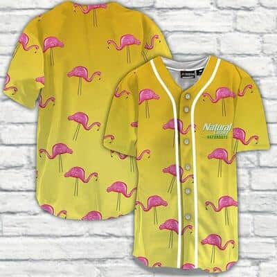Yellow Natural Light Baseball Jersey Flamingo Beer Lovers Gift