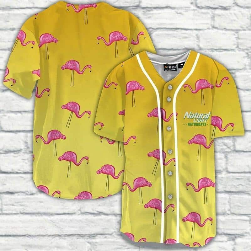 Yellow Natural Light Baseball Jersey Flamingo Beer Lovers Gift Yellow Natural Light Baseball Jersey Flamingo Beer Lovers Gift