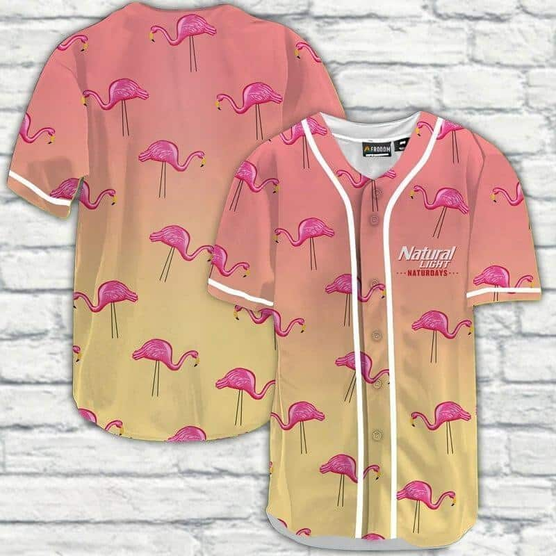 Natural Light Baseball Jersey Flamingo Best Gift For Beer Lovers