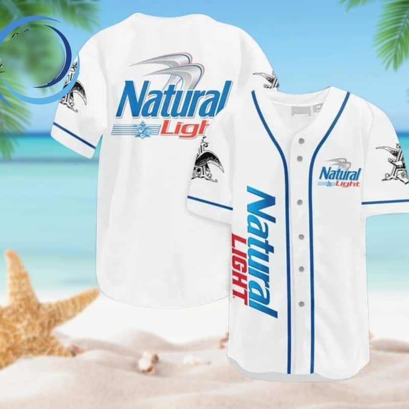 White Natural Light Baseball Jersey Beer Lovers Gift White Natural Light Baseball Jersey Beer Lovers Gift