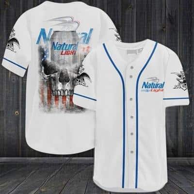 US Black Skull Flag Natural Light Baseball Jersey Beer Lovers Gift US Black Skull Flag Natural Light Baseball Jersey Beer Lovers Gift