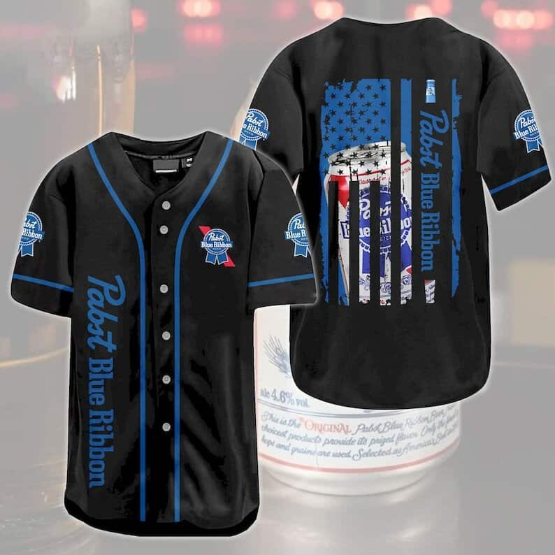 US Pabst Blue Ribbon Flag Baseball Jersey Gift For Beer Lovers