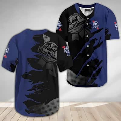 Pabst Blue Ribbon Baseball Jersey Metal Crack Pattern