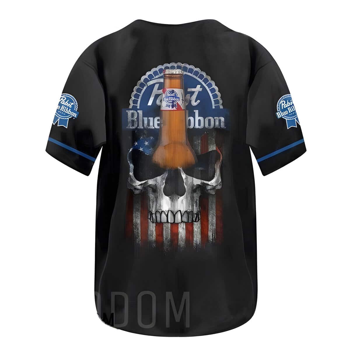 US Flag Black Skull Pabst Blue Ribbon Baseball Jersey Gift For Sport Dad US Flag Black Skull Pabst Blue Ribbon Baseball Jersey Gift For Sport Dad