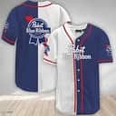 White And Blue Split Pabst Blue Ribbon Baseball Jersey Gift For Beer Lovers White And Blue Split Pabst Blue Ribbon Baseball Jersey Gift For Beer Lovers