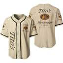 Beige Tito’s Vodka Baseball Jersey Gift For Sporty Boyfriend
