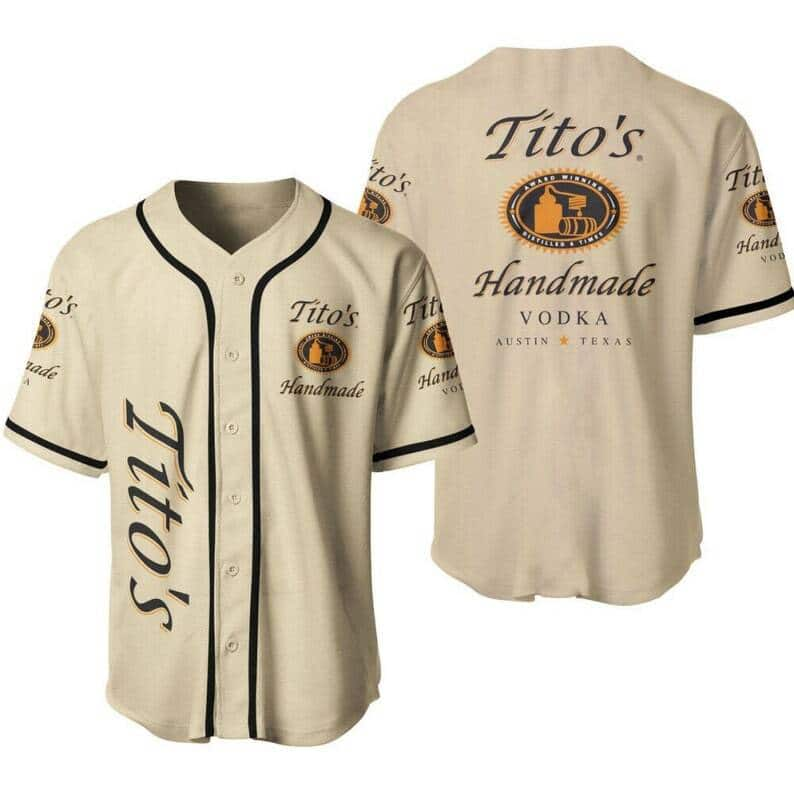 Beige Tito’s Vodka Baseball Jersey Gift For Sporty Boyfriend