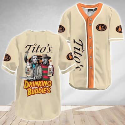 Freddy And Jason Drinking Buddies Tito’s Vodka Baseball Jersey Freddy And Jason Drinking Buddies Tito’s Vodka Baseball Jersey