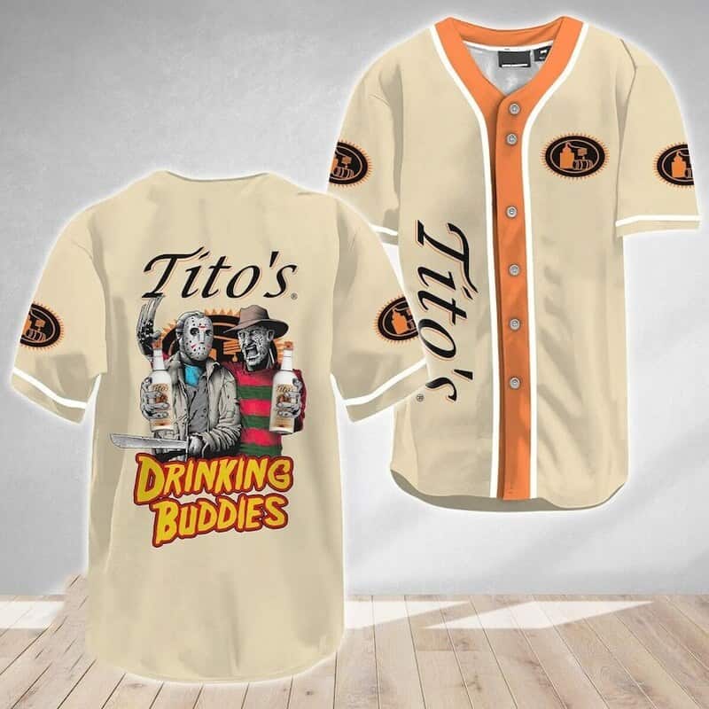 Freddy And Jason Drinking Buddies Tito&rsquo;s Vodka Baseball Jersey