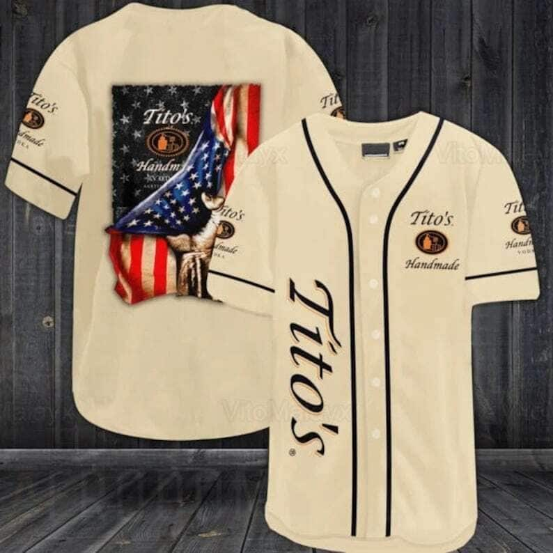 Tito's Baseball Jersey US Flag Gift For Vodka Lovers