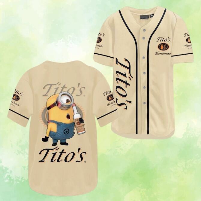 Minions Loves Tito's Vodka Baseball Jersey Gift For Best Friend Minions Loves Tito's Vodka Baseball Jersey Gift For Best Friend