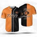Orange And Black Split Tito's Baseball Jersey Sports Gift For Him Orange And Black Split Tito's Baseball Jersey Sports Gift For Him