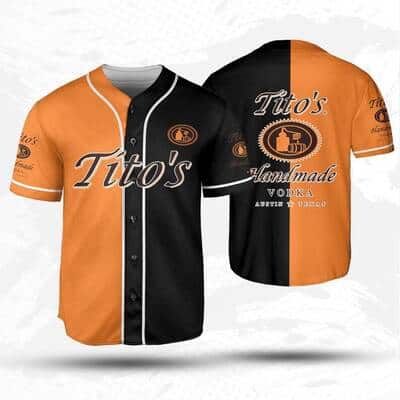 Orange And Black Split Tito's Baseball Jersey Sports Gift For Him Orange And Black Split Tito's Baseball Jersey Sports Gift For Him