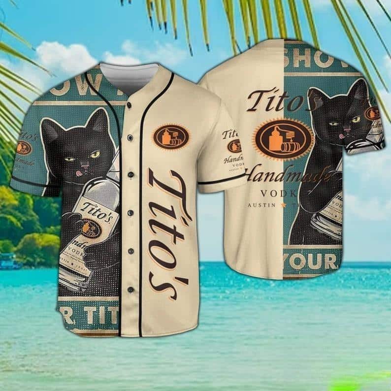 Black Cat Loves Tito's Vodka Baseball Jersey Gift For Best Friend Black Cat Loves Tito's Vodka Baseball Jersey Gift For Best Friend