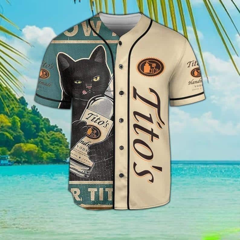 Black Cat Loves Tito's Vodka Baseball Jersey Gift For Best Friend Black Cat Loves Tito's Vodka Baseball Jersey Gift For Best Friend