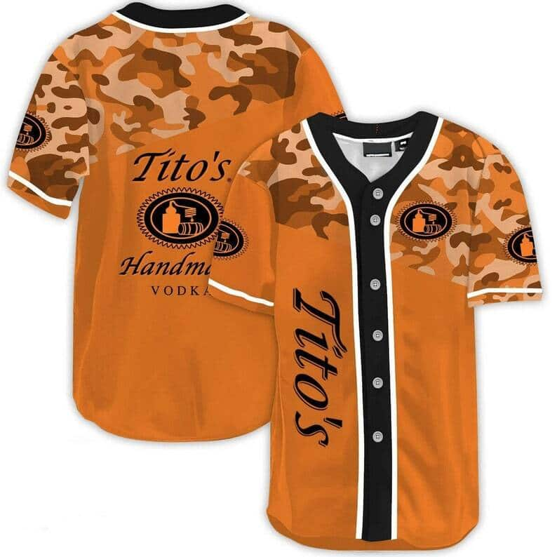 Classic Camouflage Tito’s Vodka Baseball Jersey Gift For Sporty Boyfriend