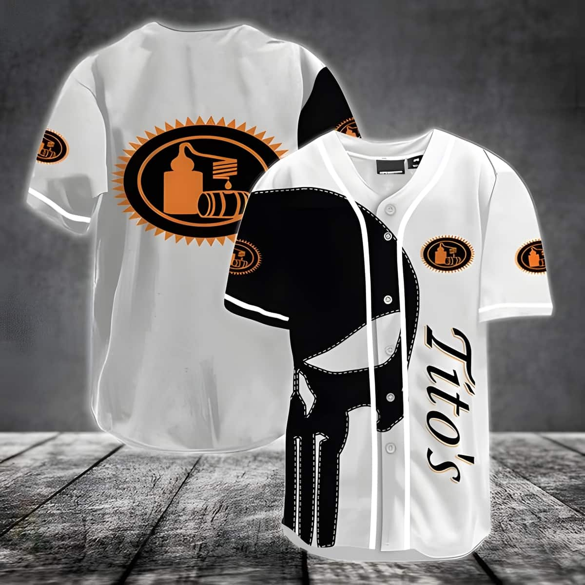 Black Skull Tito's Vodka Baseball Jersey Gift For Sporty Boyfriend