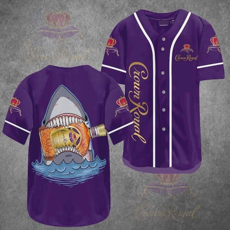 Horror Shark Crown Royal Baseball Jersey Gift For Whisky Lovers Horror Shark Crown Royal Baseball Jersey Gift For Whisky Lovers