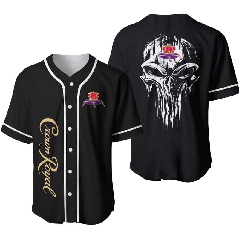 White Skull Crown Royal Baseball Jersey Whisky Gift For Him White Skull Crown Royal Baseball Jersey Whisky Gift For Him