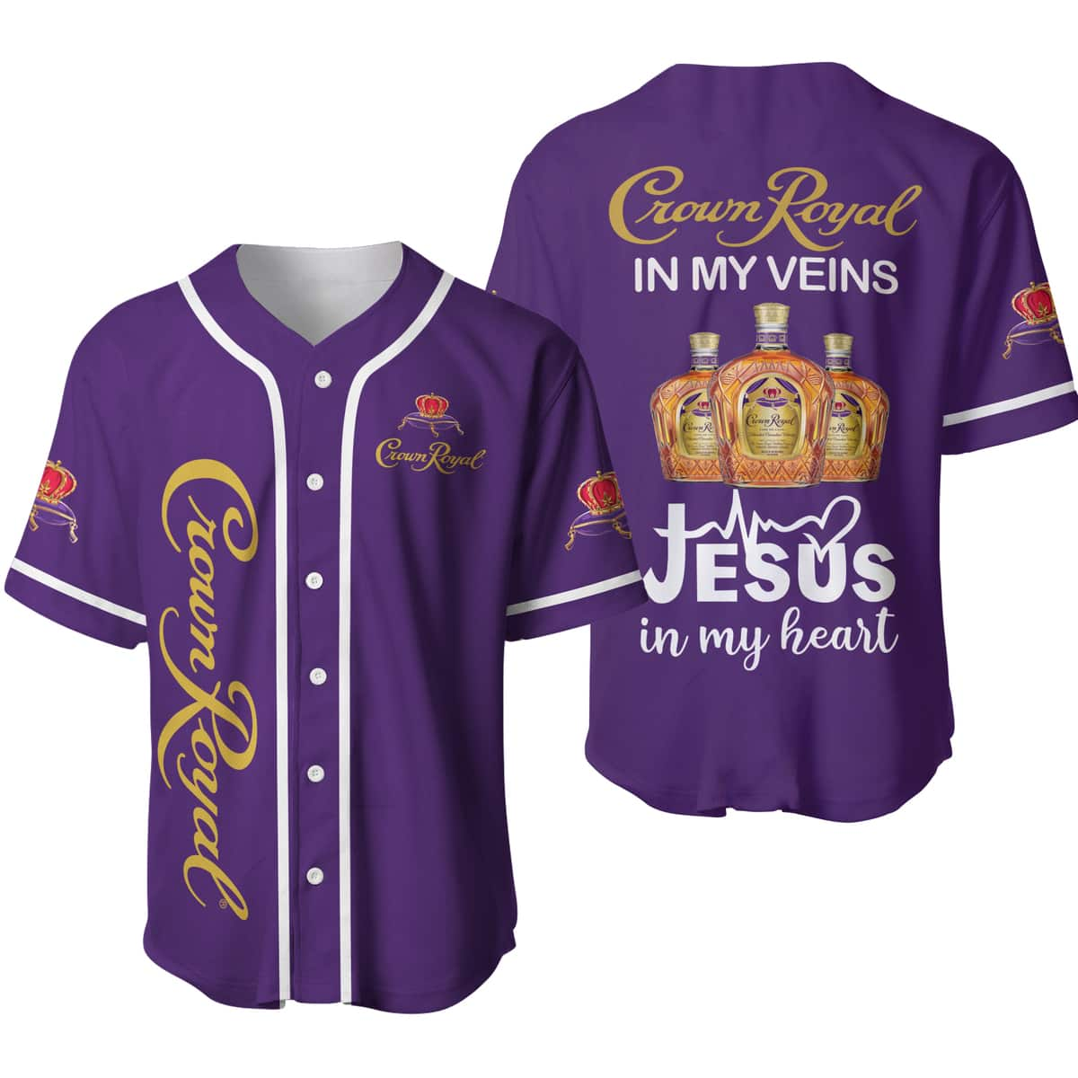 Crown Royal In My Veins Baseball Jersey Jesus In My Heart