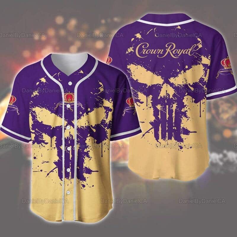 Skull Crown Royal Baseball Jersey Gift For Whisky Lovers Skull Crown Royal Baseball Jersey Gift For Whisky Lovers