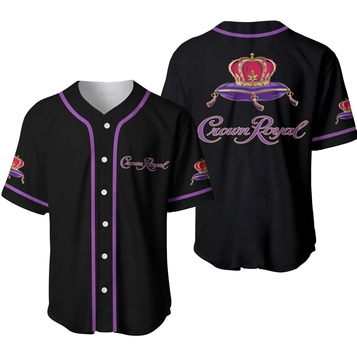 Black Crown Royal Baseball Jersey Whisky Lovers Gift