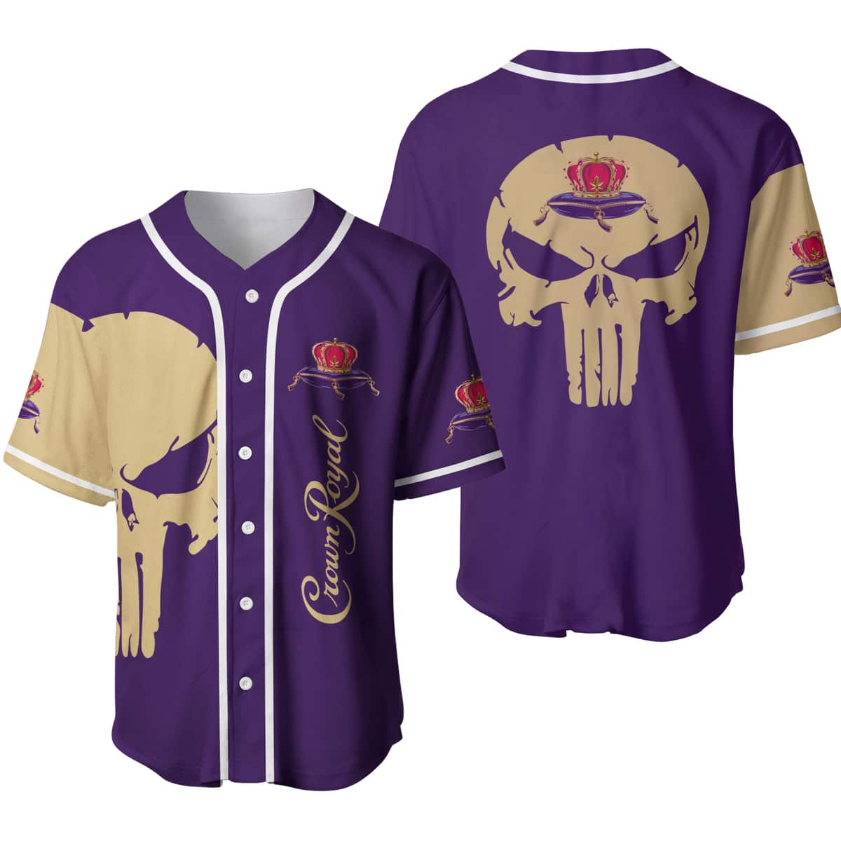 White Skull Crown Royal Whisky Baseball Jersey Gift For Best Friend